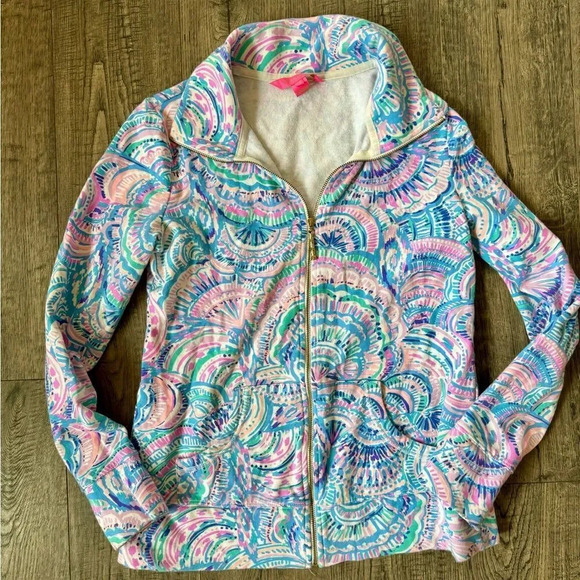 Lilly Pulitzer Leona Zip-Up Happy As A Clam Jacket - Picture 3 of 6
